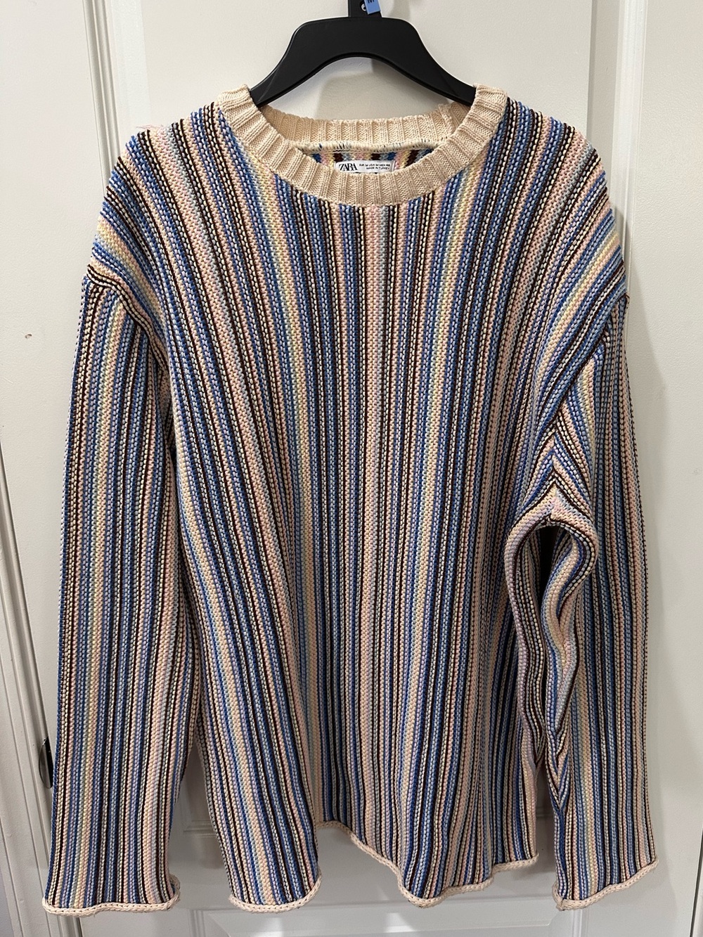 Zara Multicolor Striped Ribbed Knit Sweater Size Medium